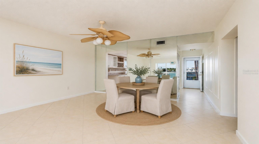 Virtually Staged Dining Area. Tile Flooring.