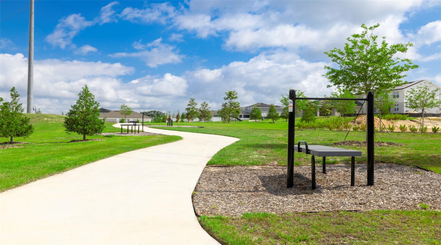 Community Walking Trail With Fitness Equipment