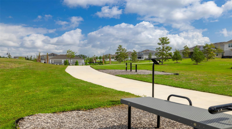 Community Walking Trail With Fitness Equipment