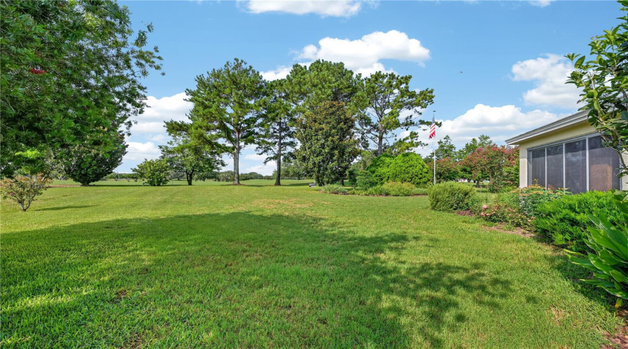 Expansive Backyard Viewing East Lot Line Toward Golf Course