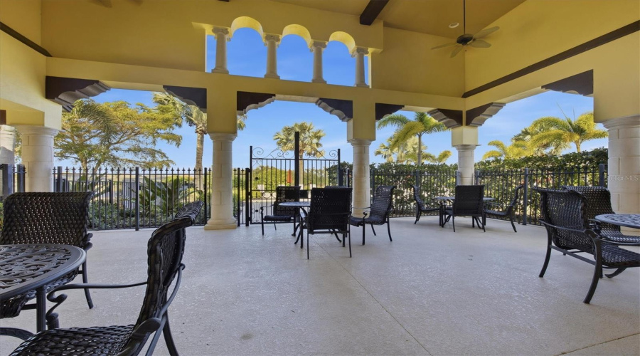 Covered Loggia Outdoor Entertainment Area Near Community Pool