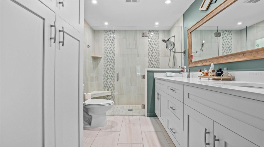 Primary Remodeled Bathroom With Walk In Shower
