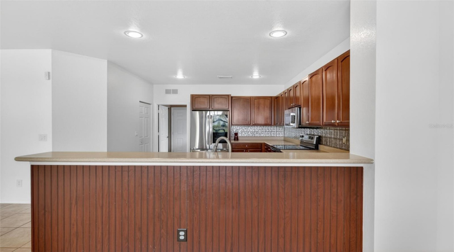 Kitchen Counter Separating The Dining Room