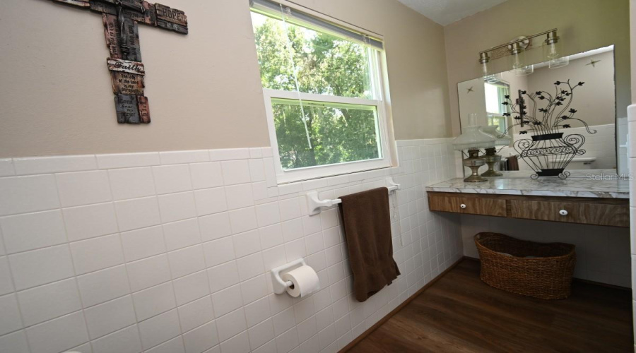 Includes Makeup Counter Walkin Shower - No Tub