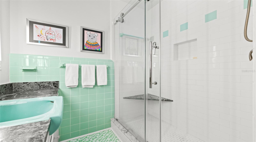 Stand-Up Shower With Glass Door.
