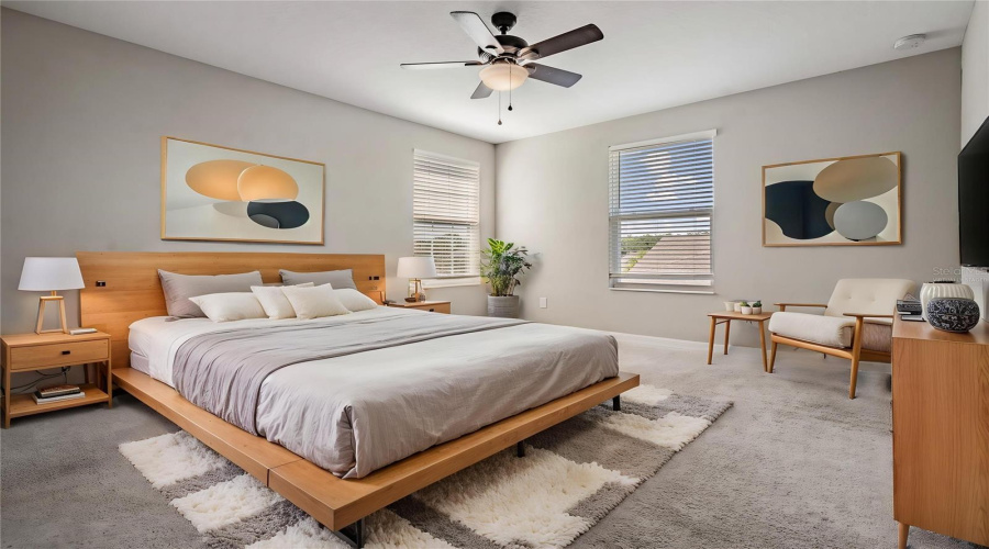 Virtually Staged Upstairs Bedroom
