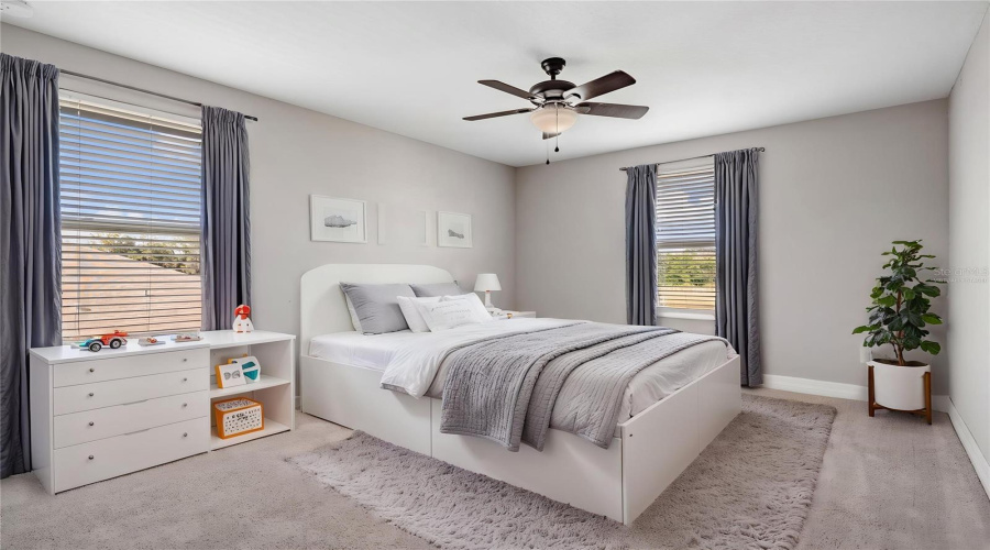 Virtually Staged Upstairs Bedroom