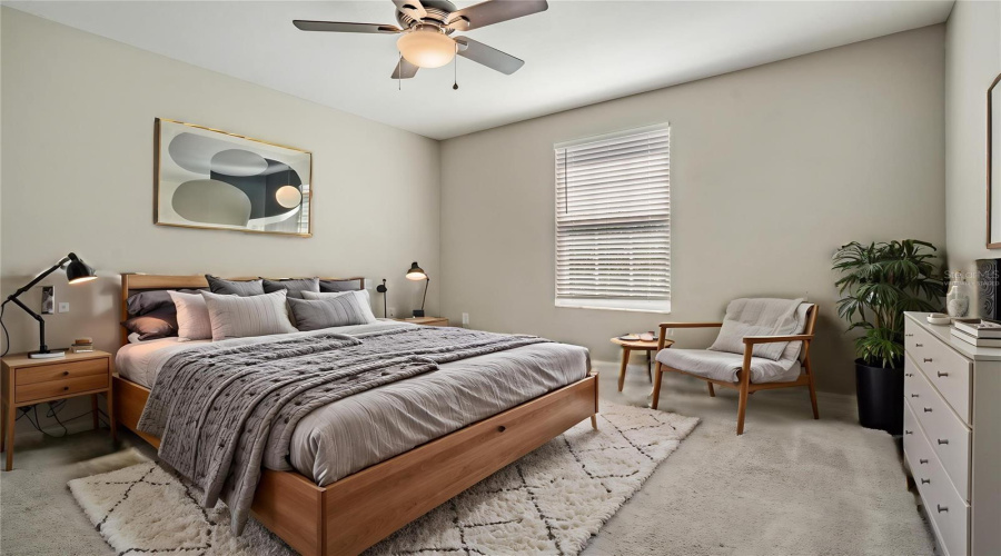 Virtually Staged Upstairs Bedroom