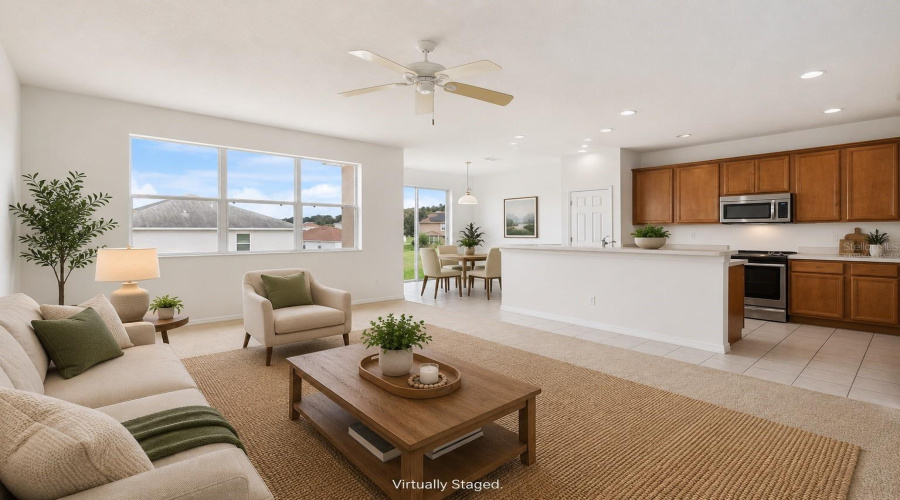 Virtually Staged Great Room/Open Kitchen