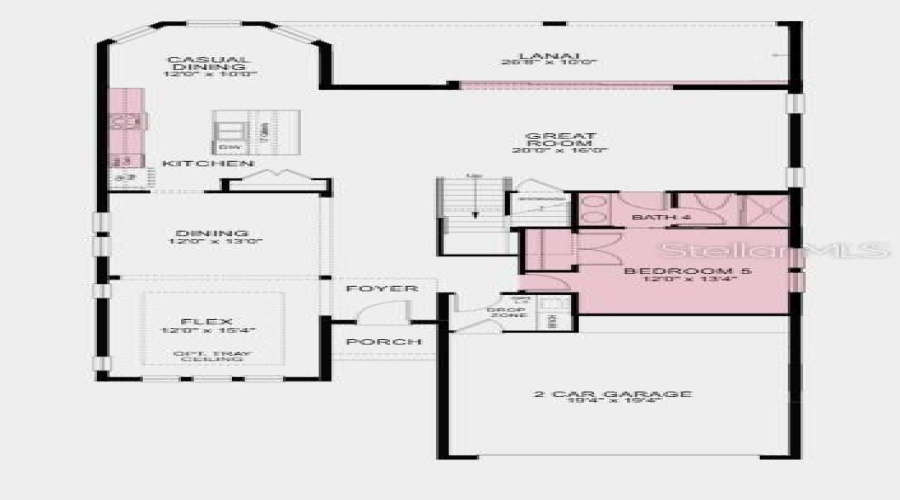 First Floor Plan - Additional Highlights Include: Shower In Bathroom 4, Outdoor Kitchen Rough-In, 8' Interior Doors, Pocket Sliding Glass Door, Pre-Plumb For Future Laundry Sink, And Oak Stair Treads With White Risers And White Wood Spindles At Staircase