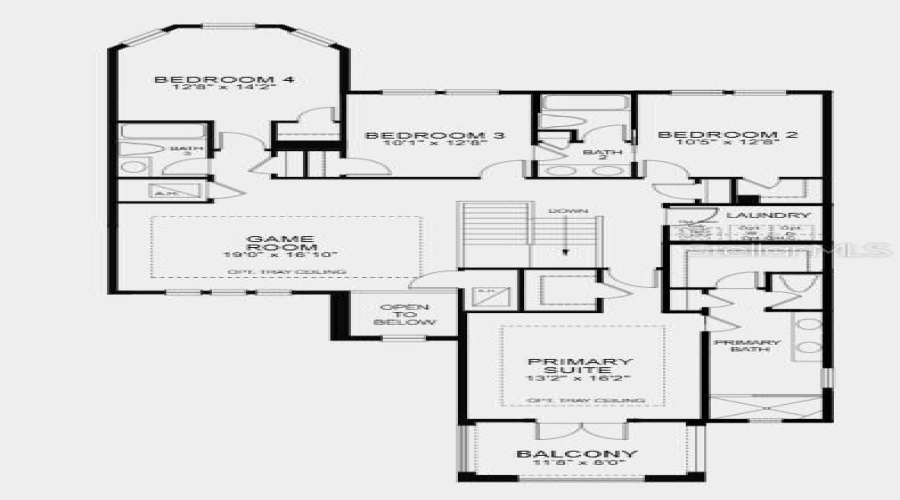 Second Floor Plan - Additional Highlights Include: Shower In Bathroom 4, Outdoor Kitchen Rough-In, 8' Interior Doors, Pocket Sliding Glass Door, Pre-Plumb For Future Laundry Sink, And Oak Stair Treads With White Risers And White Wood Spindles At Staircase