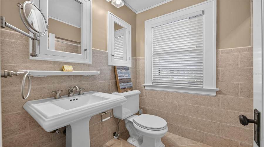 Bath With Tub/Shower Pedestal Sink, Built-In Storage For Bedroom Two