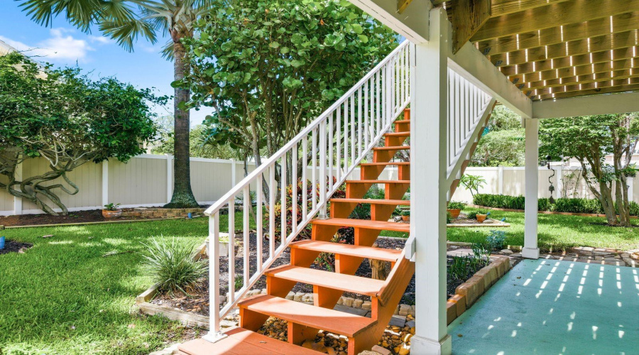 Newly Rebuilt Trex Stairs From Upstairs Deck To Backyard/Downstairs Patio.