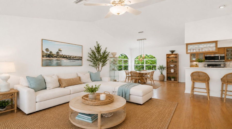 Virtually Staged. Living Room To Dining Room.