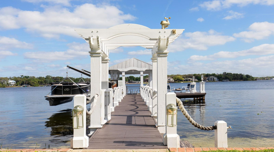 Pergola Entry Way Greets You Down The Dock