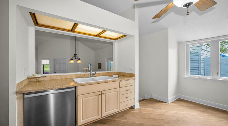 Porcelain Sink Overlooks The Dining Area. Note The New Meile Dishwasher!!! New Window In Kitchen Also!