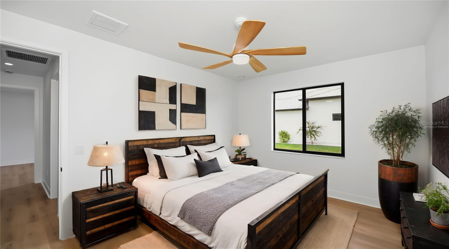 Virtually Staged Third Bedroom With Walk-In Closet.