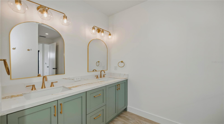 Primary Bathroom Suite With Glass Door Walk In Shower