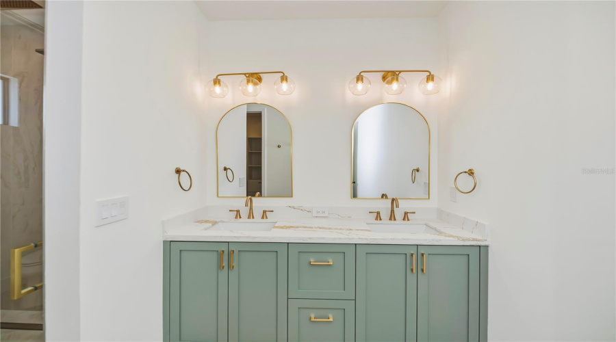 Primary Bathroom With Designer Double Vanity.