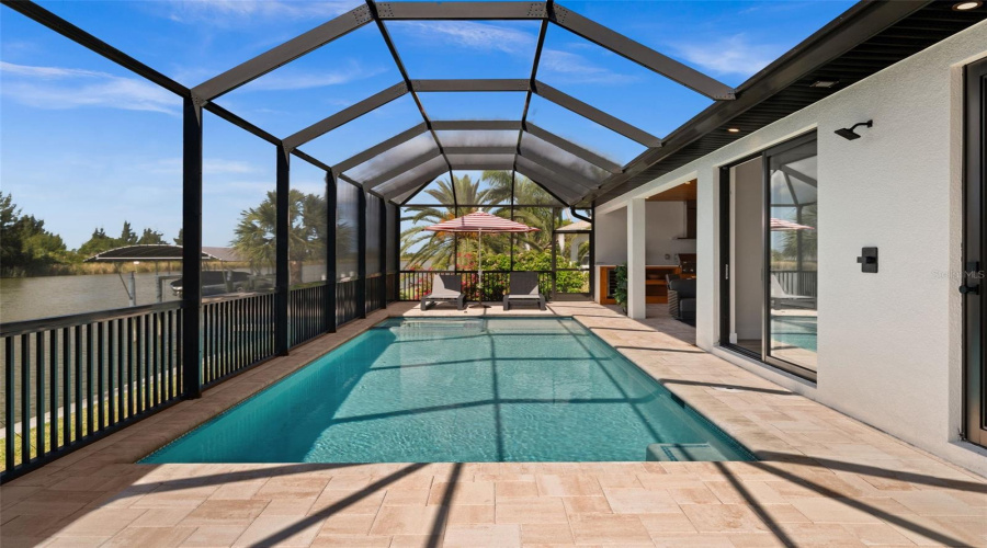 Screened Pool With Outside Shower.