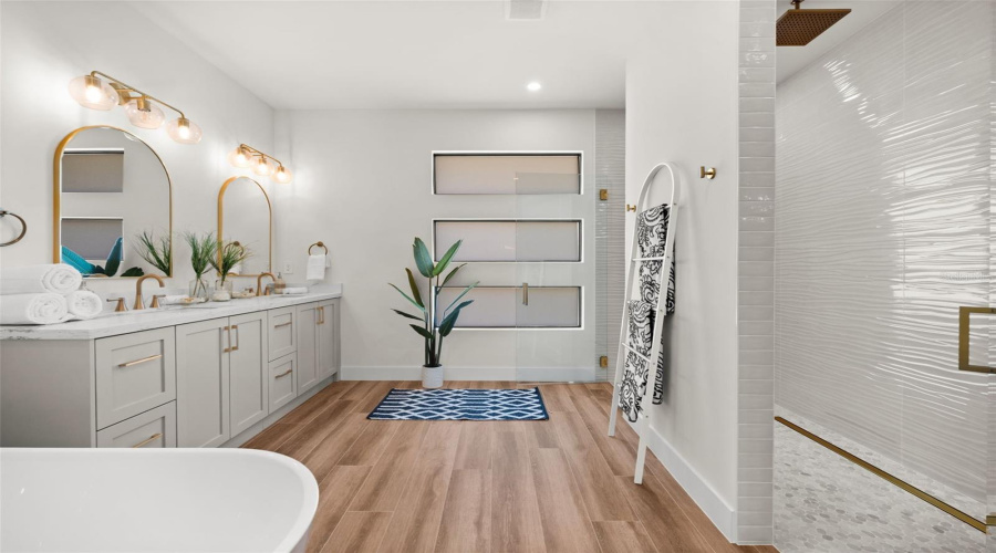Primary Bathroom With Double Vanity.