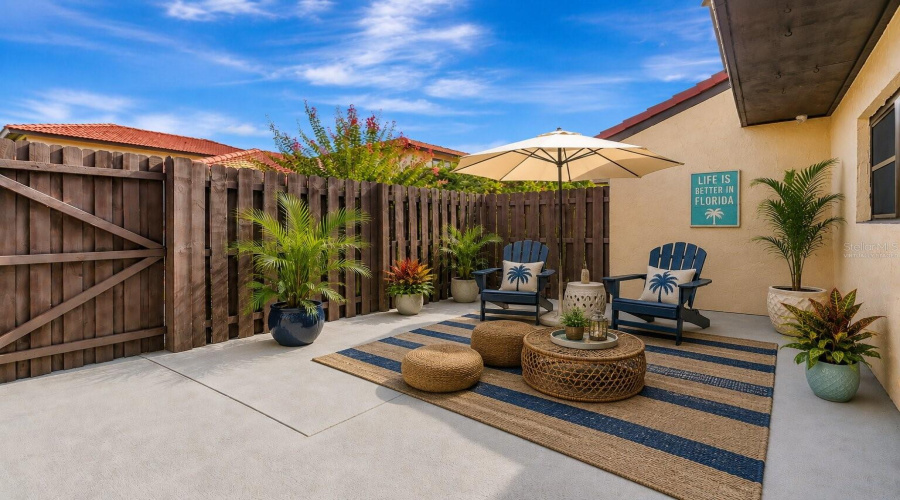 Virtually Staged Fenced Outdoor Patio Area