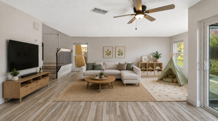 Virtually Staged As Living Room With Play Area