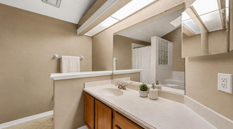 Virtually Staged Primary Bathroom Upstairs