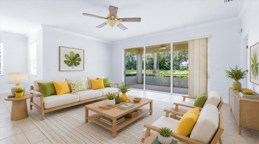 Virtually Staged Bright Living Room