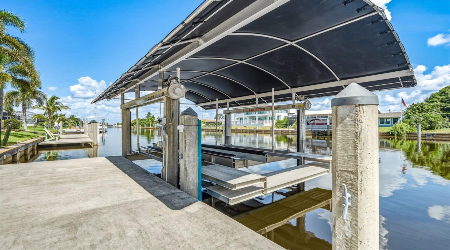 Covered Boat Lift With Quick Harbor Access