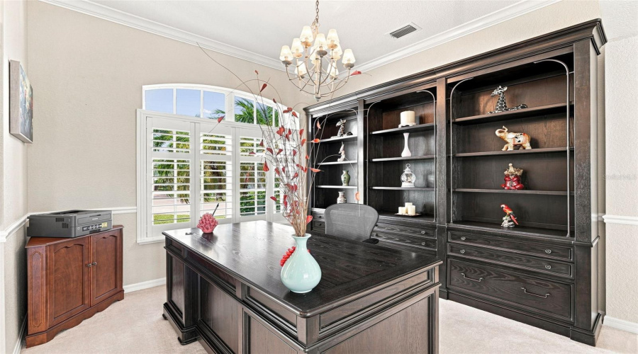 Dining Room/Office Area With Sunburst Windows