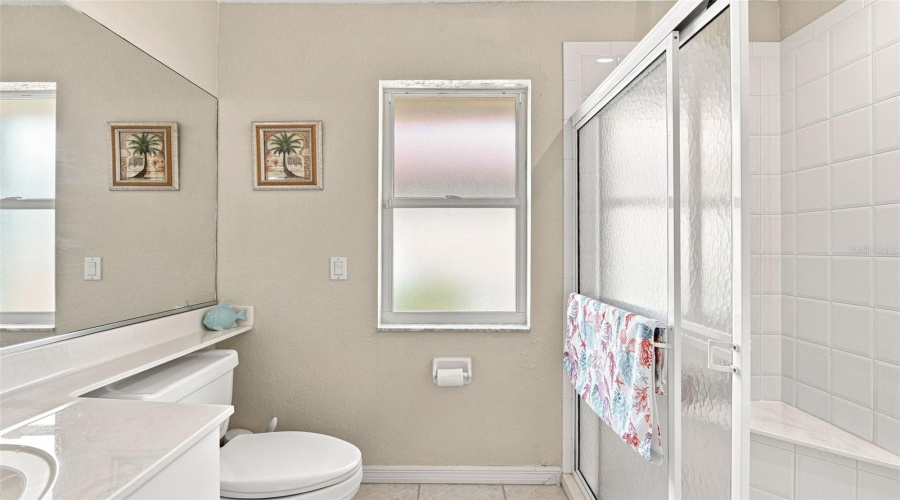 Guest Bathroom With Large Mirror, Vanity &Amp; Walk In Shower