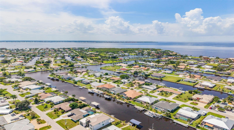 Aerial View Of Home, Pool &Amp; Sailboat Canal