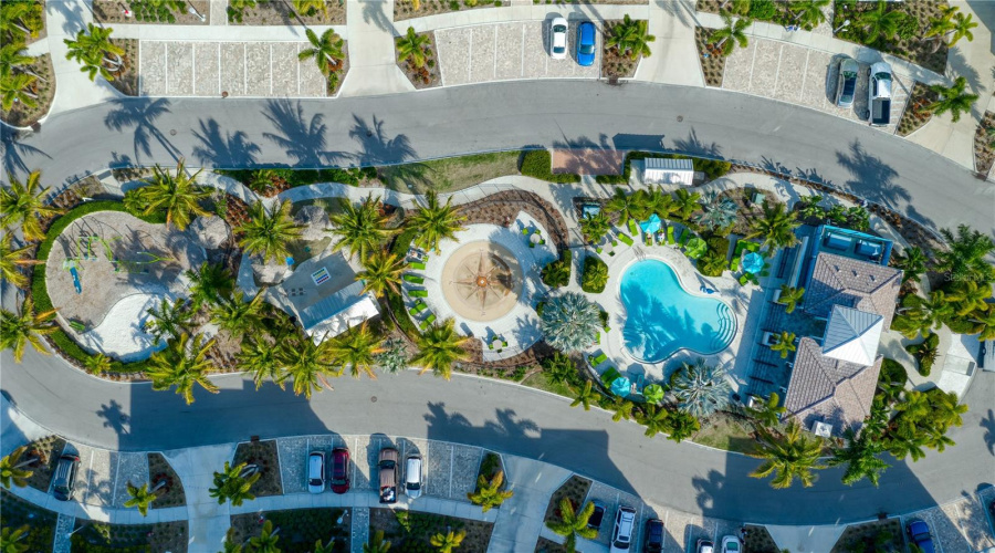 Aerial View Of Marina Walk Clubhouse, Pool, Splashed, Playground, Grilling, Picnic And Gathering Area