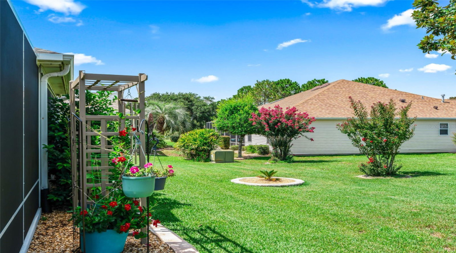 The Open Backyard Offers Generous Green Space, Established Landscaping, And Ample Room To Enjoy Florida’s Year-Round Sunshine.