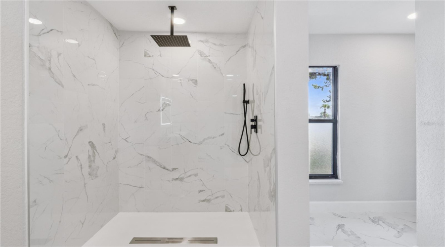Large Tiled Primary Bath Shower