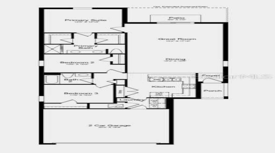 Floor Plan ~ Additional Highlights Include: Ge Refrigerator, Top Load Washer And Dryer, Extended Lvp Flooring, And Whole House Blinds