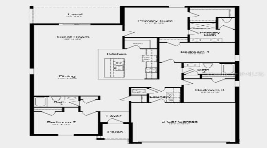 Floor Plan ~ Additional Highlights Include: Refrigerator, Top Load Washer And Dryer, Extended Lvp Flooring Throughout Main Living Area, Bathrooms, And Laundry Room, Whole House Blinds, And Vertical Blinds At Sliding Doors