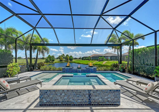 Pool, Spa & Leathered Marble Deck