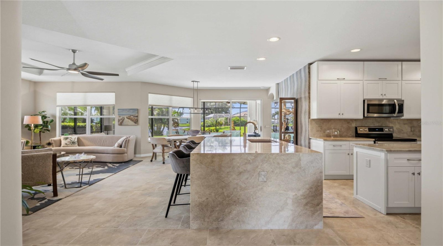 Kitchen With Waterfall Edge Countertop