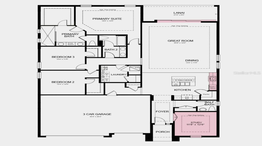 Floor Plan - Additional Highlights Include: Tray Ceiling Package, 8' Interior Doors, Pre-Plumb Water Softener Loop, Pre-Plumb For Future Laundry Sink, Outdoor Kitchen Rough-In, And Extended Lvp Flooring Into The Primary Suite