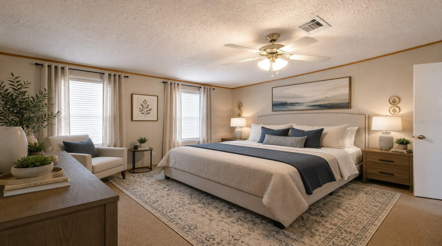 Virtually Staged Master Bedroom
