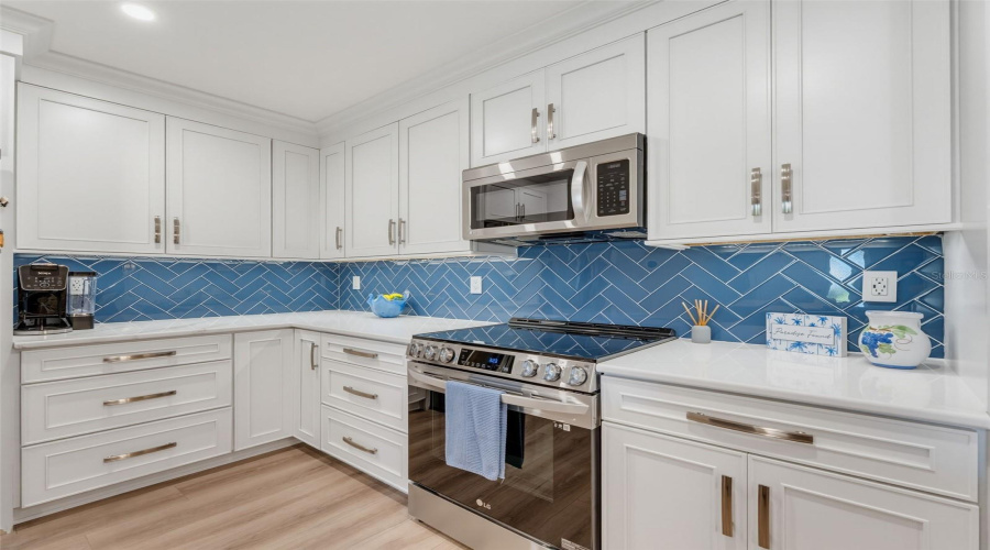 Custom Herringbone Tile Backsplash