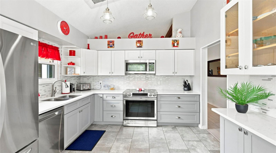 Tile Floor And Vaulted Ceiling
