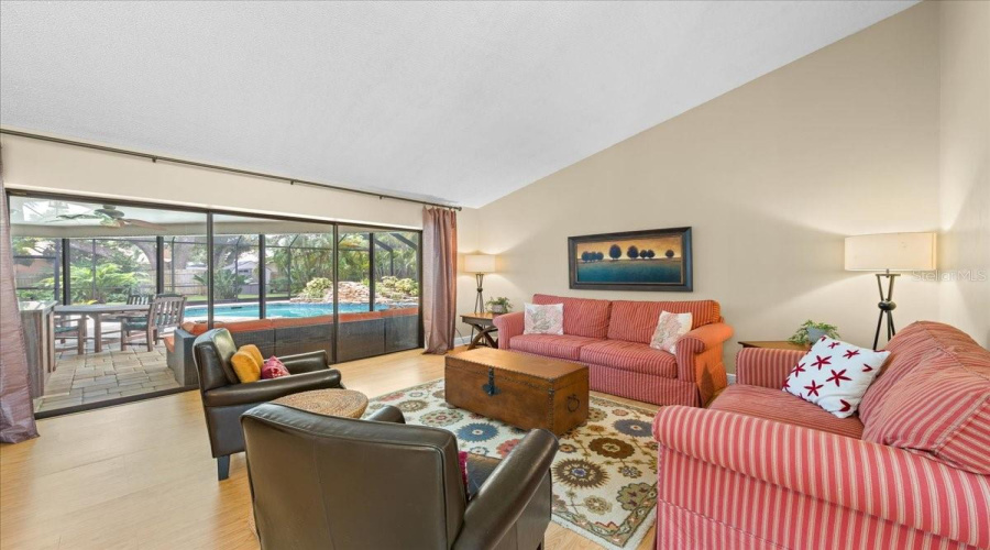 Living Room With Sliders To The Pool