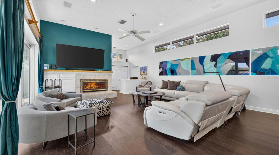 Large Great Room With Wood Burning Fireplace
