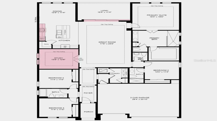 Floor Plan - Additional Highlights Include: Tray Ceiling Package, 8' Interior Doors, Additional Windows In The Dining Area, Pre-Plumb Water Softener Loop, Pre-Plumb For Future Laundry Sink, Cushion Close Drawers And Doors At Kitchen, And Extended Lvp Flooring Into The Primary Suite And Closet.