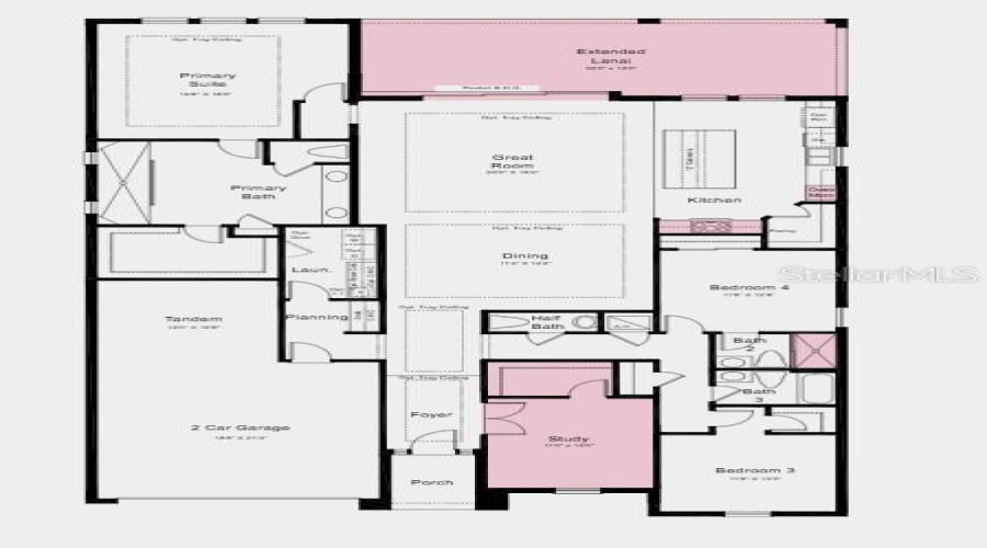 Floor Plan - Additional Highlights Include: Pocket Sliding Glass Door, Tray Ceiling Package, Shower In Bathroom 2, And Laundry Sink