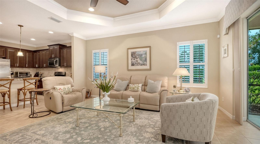 Refined Finishes Including Crown Molding, Ceramic Tile Flooring, And An Open-Concept Design