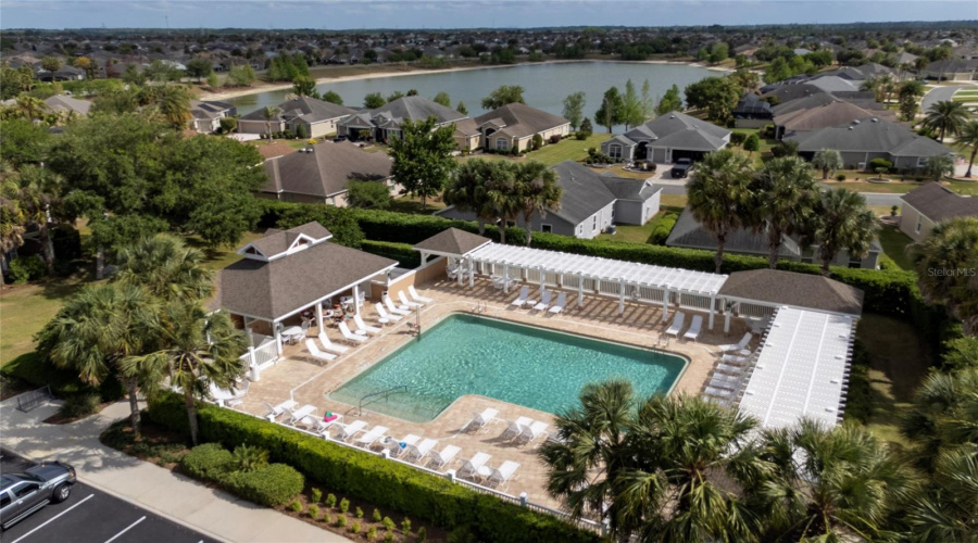 Aerial Of Sanibel Pool And Surrounding Homes